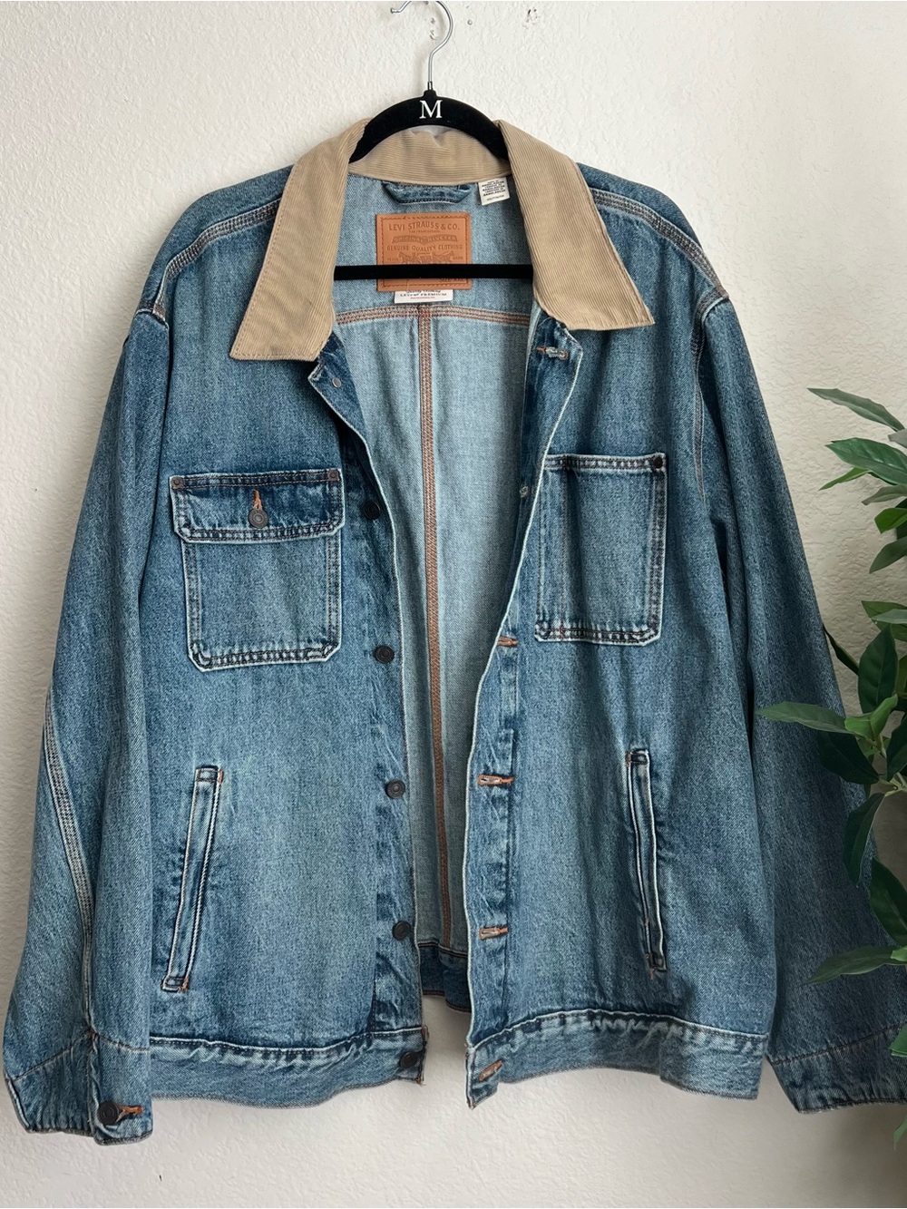 Levi's Blue Denim Jacket with Tan Collar